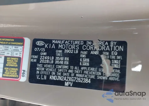 2016 Kia Soul from USA, damaged, VIN KNDJN2A2XG7262384